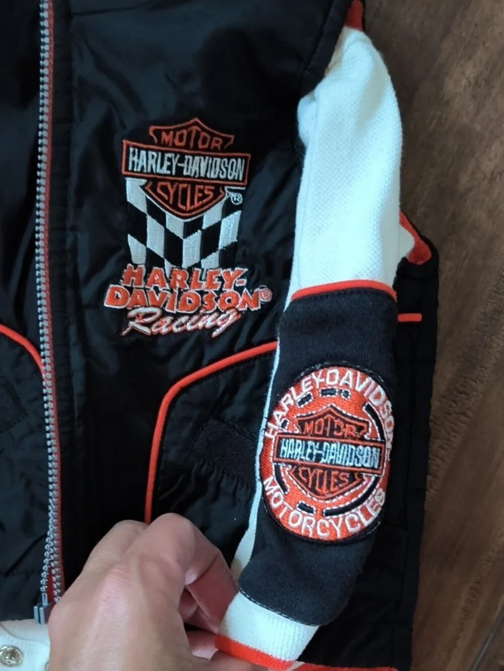 Harley-Davidson Black, White & Orange Kids Jogger Set